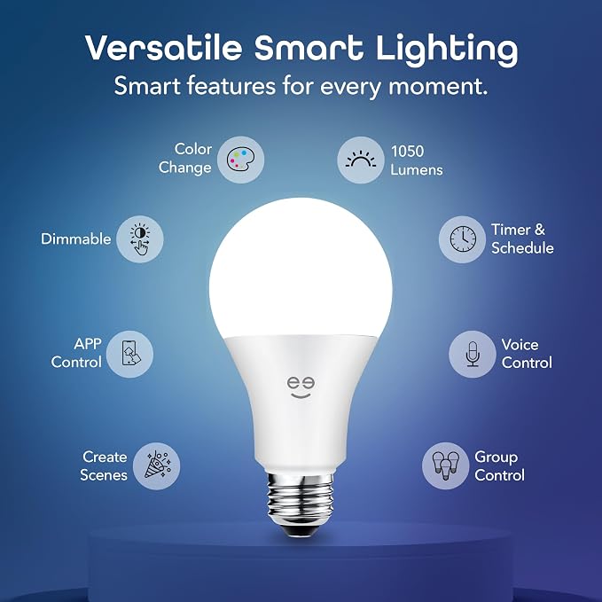 Geeni Prisma 1050 WiFi LED Light Bulb, Multicolor (2700K): Dimmable LED Bulbs, A21, 75-Watt Equivalent: No Hub Required: Compatible with Alexa, Google Assistant