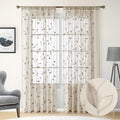 HOMEIDEAS Taupe Sheer Curtains 52 X 84 Inches Long 2 Panels Beige Embroidered by HOMEIDEAS