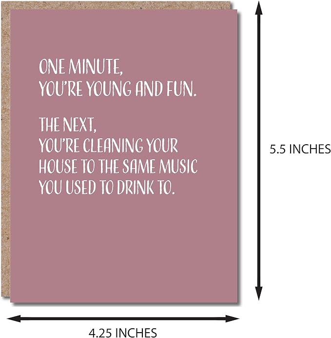 Funny Birthday Cards For Women, Funny Birthday Cards For Men, Happy Birthday Card For Him Or Her, Single 4.25 X 5.5 Greeting Card With Envelope, Blank Inside, You're Cleaning The House