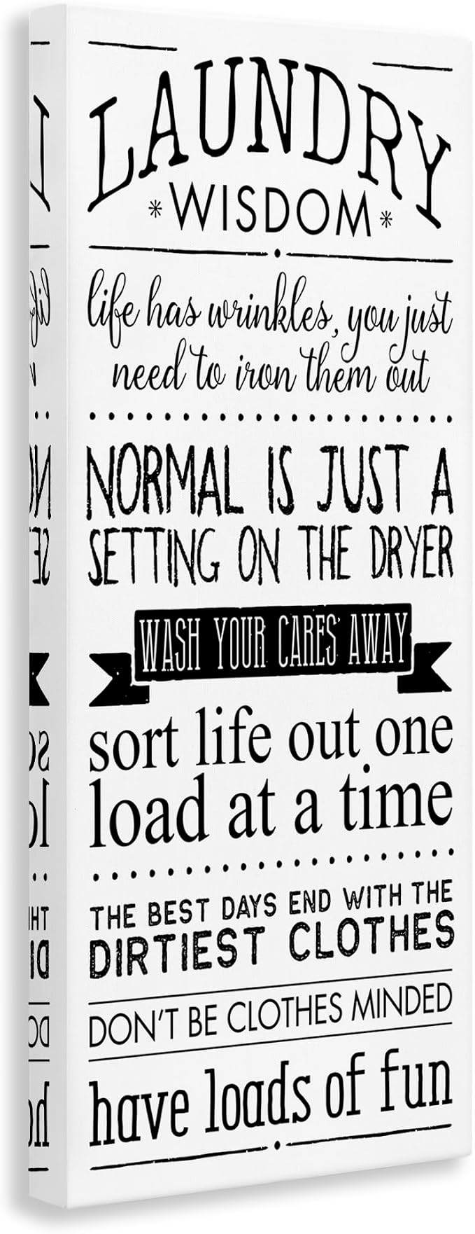 Laundry Wisdom Farmhouse Quote, 13 x 30 Inch Canvas Wall Art