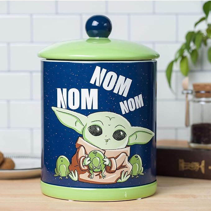 Silver Buffalo Star Wars Mandalorian Grogu Nom Nom, Ceramic Cookie Jar | Baby Yoda Eating Frog Eggs, The Child, Snack, Small Size