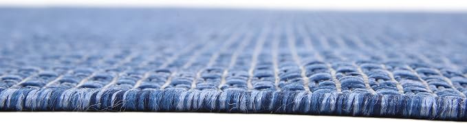 Unique Loom Collection Casual Transitional Solid Heathered Indoor/Outdoor Flatweave Area Rug (8' x 11' 4" Rectangle, Blue/Navy Blue)