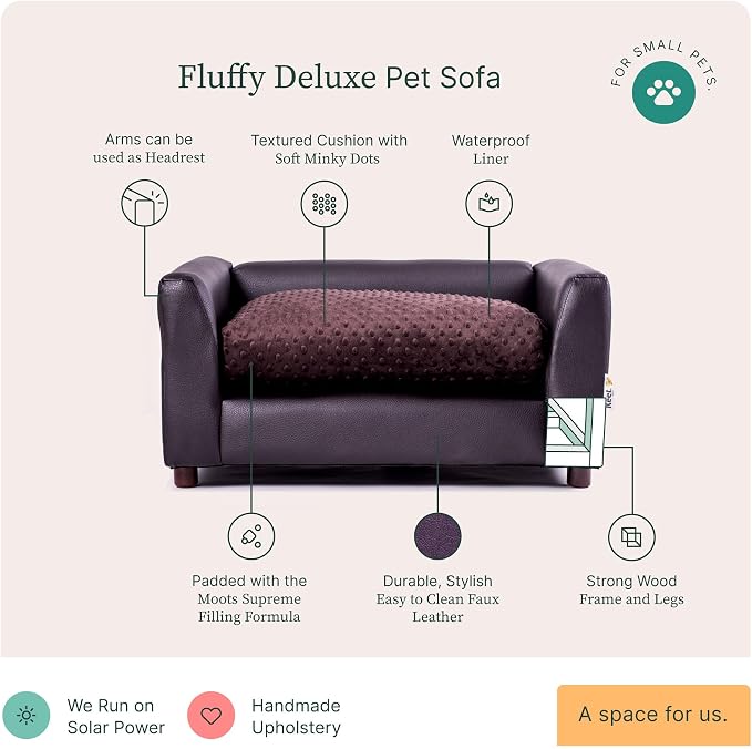 Keet Fluffy Deluxe Pet Bed Sofa Chocolate Small