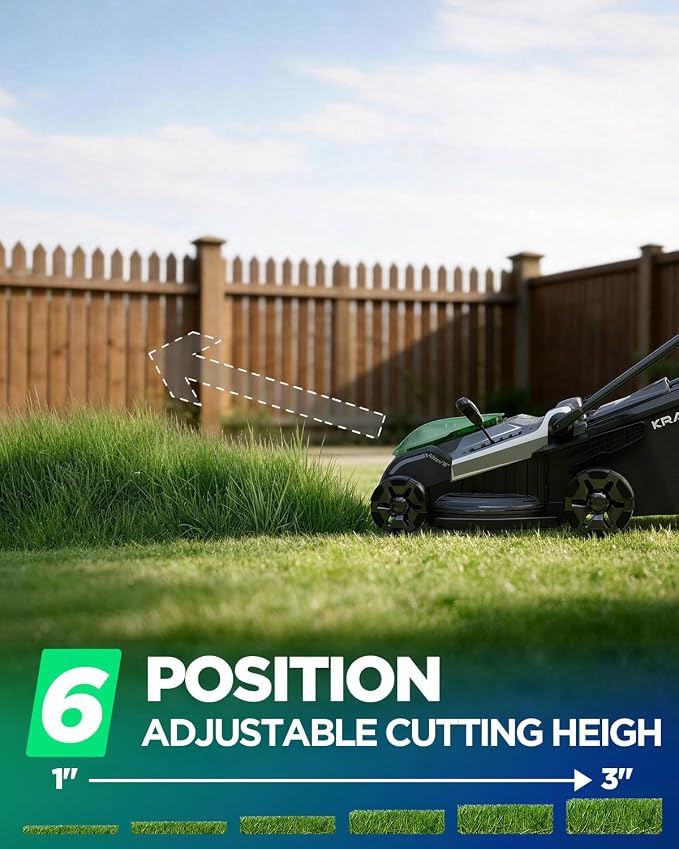 18" 40V Brushless Cordless Electric Lawn Mower | Includes Two 20V 8.0Ah Batteries & Charger, 6-Level Height Adjustment (25mm-75mm), 50L Collection Bag, and 2 Spare Blades