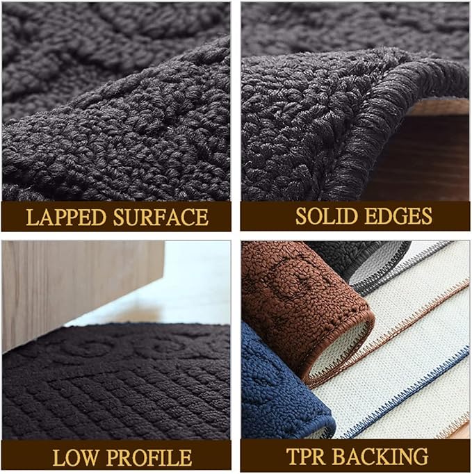 Half Round Indoor Door Mat 18"X30",Non Slip Machine Washable Entryway Rug for Front/Back Outdoor,Half Circle Absorbent Low Profile Entrance Kitchen Floor Mat Doormat for Muddy and Paws-Grey
