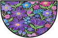 Daisy Half Round Door Mat Semi Circle Rug Half Moon Doormat | Soft Washable Colorful Purple Welcome Entrance Mat for Outdoor Indoor Floor Bedroom Bathroom Home Kitchen Festival Decor