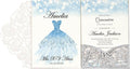 DORIS HOME Laser Cut Quinceanera Invitation Pockets, Silver Glitter, 5"x7" | 50pcs, With Envelopes, For Birthday, Miss 15, Sweet 16, No Inserts Included