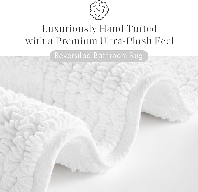 Madison Park Splendor Reversible 100% Cotton Bath Runner, 24 x 72, White | Tufted Bathroom Rug, 3000 GSM, Hotel Quality, Luxurious Plush, Medium Pile, Absorbent, Quick Dry, OEKO-TEX, Shower Room Décor