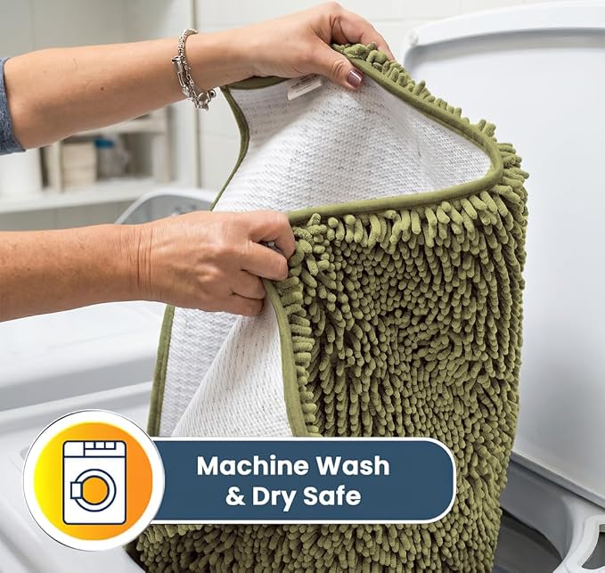 Muddy Mat® | Super Water Absorbent Door Mat Indoor, Microfiber Quick Dry Chenille Entryway Rug, Slip Resistant Front Door Mat, Indoor Mats for Entryway, Machine Washable Pet Rug, Sage 36" x 72"