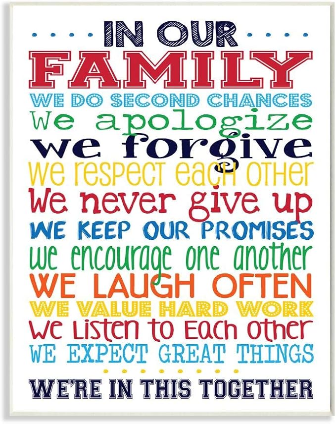 Rainbow Alphabet Family, 13 x 19 Inch Mounted Print on Wall Plaque | Stupell Industries · By Erica Billups · Ready to hang · Giftable kids decor · Made in USA
