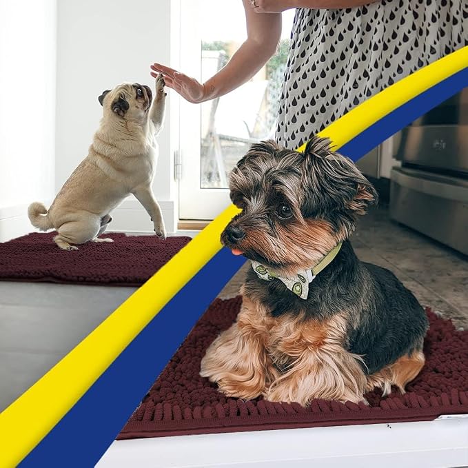 Muddy Mat® | Super Water Absorbent Door Mat Indoor, Microfiber Quick Dry Chenille Entryway Rug, Slip Resistant Front Door Mat, Indoor Mats for Entryway, Machine Washable Pet Rug, Rust 28" x 48"