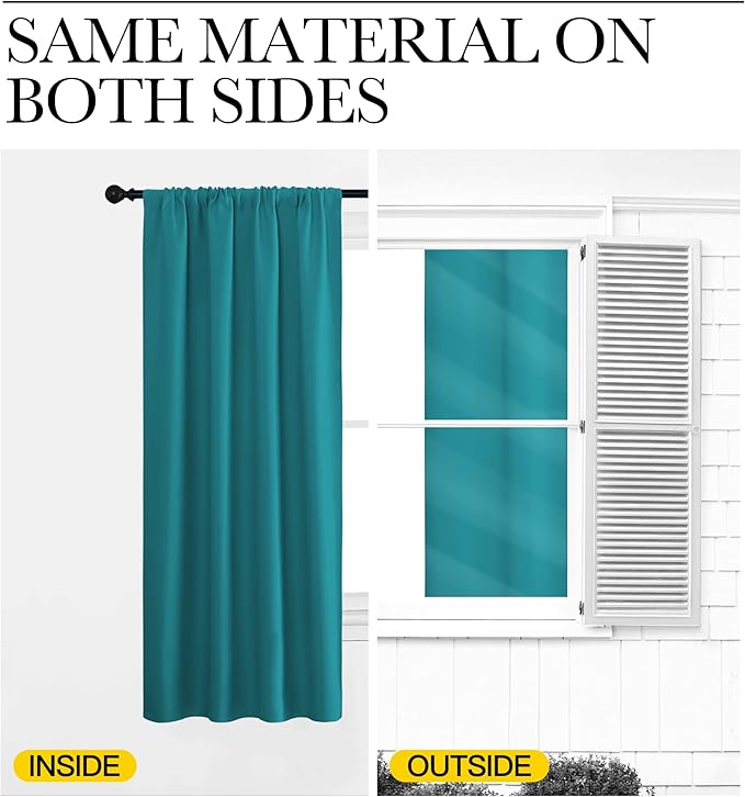 NICETOWN Peacock Blue Blackout Curtains Panels for Window, Thermal Insulated Rod Pocket Blackout Drapes/Draperies for Living Room (2 Panels, W42 x L54 inches)
