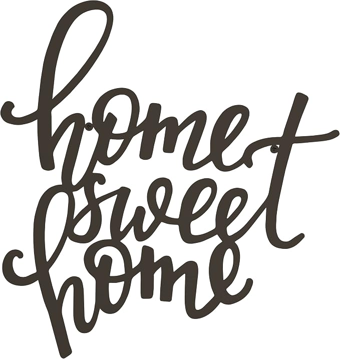 Lavish Home Home Decor Wall Sign - Home Sweet Home Decorative 3D Word Art Wall Decor - Modern Rustic or Vintage Farmhouse Style (Dark Brown)
