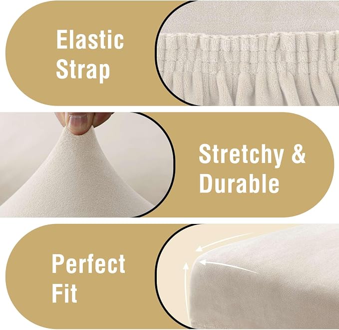 H.VERSAILTEX Dining Chair Covers Velvet Stretch Chair Covers for Dining Room Set of 2 Parson Chair Slipcovers Chair Protectors Covers Dining, Soft Thick Solid Velvet Fabric Washable, Ivory