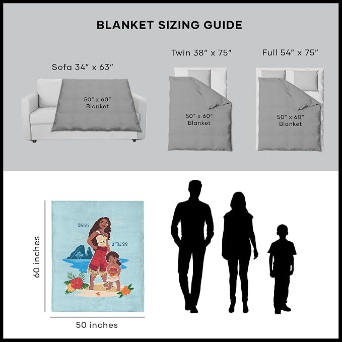 Disney Moana 2, Big Sis Lil Sis, Silk Touch Throw Blanket, 50 x 60 Inches