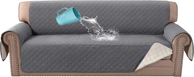 H.VERSAILTEX Sofa Slipcover Sofa Cover 100% Waterproof Couch Cover with Elastic Straps Furniture Protector for Pets Kids Children Dog Cat(Oversized Sofa, Rocket Gray)