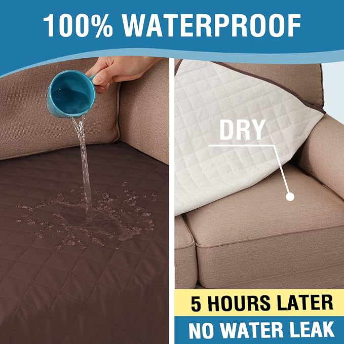 H.VERSAILTEX Couch Cover for Dogs Washable 100% Waterproof Sofa Cushion Cover Dog Bed Cover Non-Slip Pet Blanket for Sofa Cushion Protector, 35" x 82", Brown