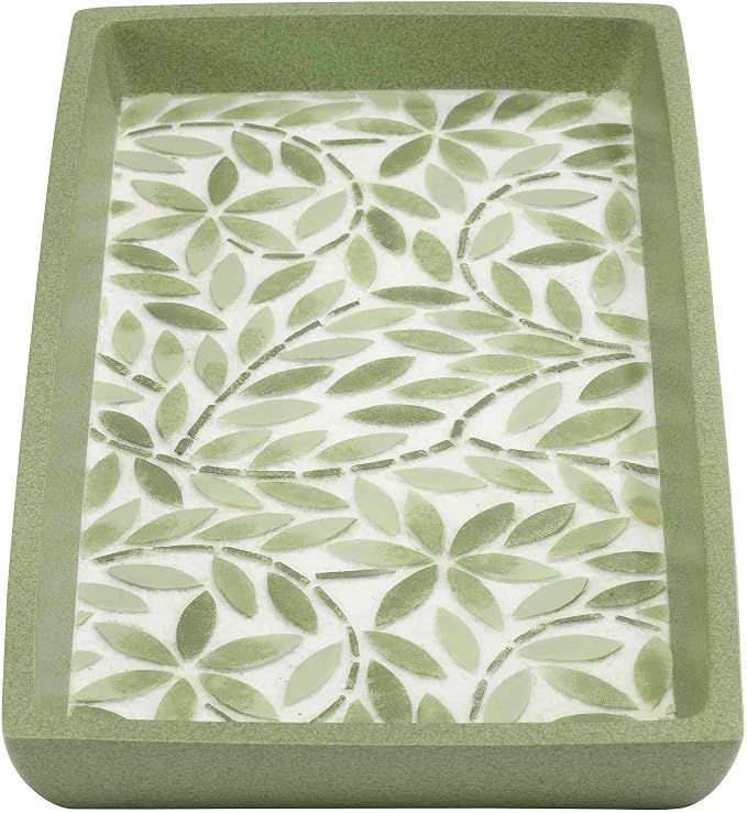 Avanti Linens - Vanity Tray, Resin Countertop Accessories, Guest Bathroom Essentials (Stratford Collection, Green)