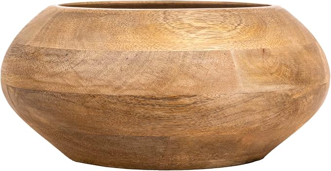 Bloomingville Modern Round Wood Bowl, Natural Finish