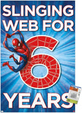 Trends International Marvel Spider-Man - Happy 6th Birthday Wall Poster, 22.37" x 34.00", Premium Poster & Push Pin Bundle