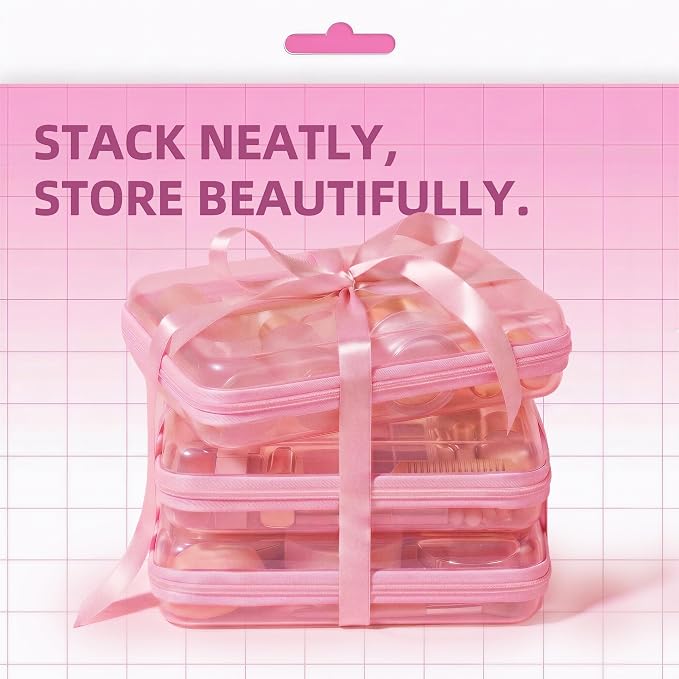 CoiiJoii 6Pcs Large Clear Hard Shell Zippered Case, Diaper Bag Organizing Pouches, Waterproof Cosmetic Bag, Toiletry Bag Storage Organizer Bins.