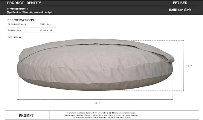 2-in-1 Human & Pet Shared Round Sofa Dog Bed with High Resilience Foam, Modern Neutral Tone Indoor Pet Furniture(Beige)