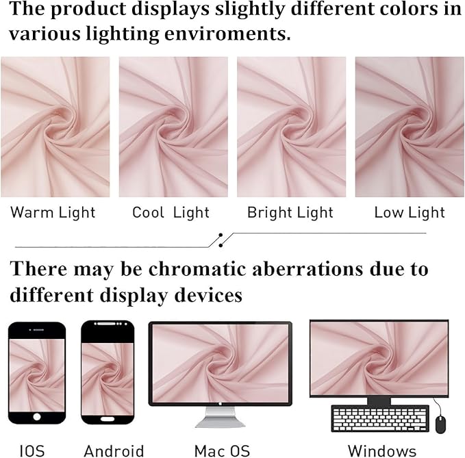 Lecloud Blush Pink Sheer Curtains 96 Inches Long 2 Panels, Modern Airy Voile - Image 7