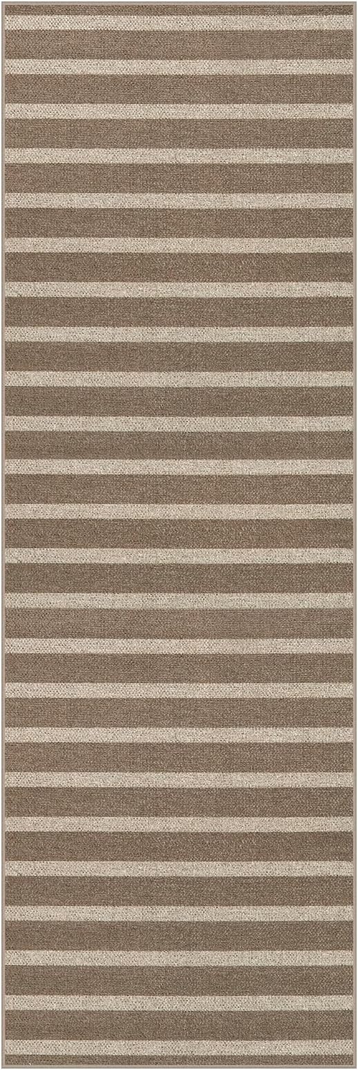 Lahome Striped Easy Jute Kitchen Runner Rug, 2x6 Washable Rugs for Hallway | Indoor Outdoor Non Slip Runners, Modern Farmhouse Neutral Carpet 6ft for Entryway Entry Laundry Room Front Porch, Khaki
