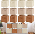 Yinder 4 Pcs Cube Storage Bin Brown 10.5''x10.5''x11'' Storage Bins for Playroom Decor Colorful Bins for Kids Foldable Baskets for Nursery Organizer Boxes Fabric Boxes