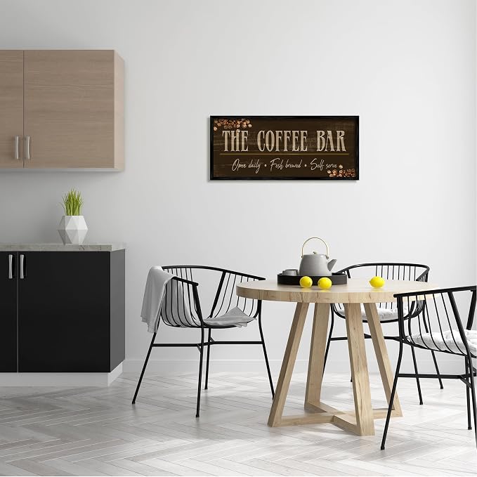Rustic Coffee Bar Sign Plaid, 13 x 30 Inch Framed Giclée Print | Stupell Industries · By Kim Allen · Ready to hang · Great for kitchen or dining room · Made in USA