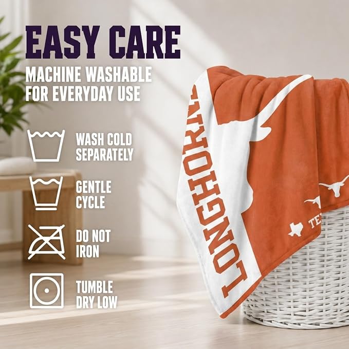 Proformance Home NCAA Texas Longhorns Endzone Ultra Soft Tailgate Throw