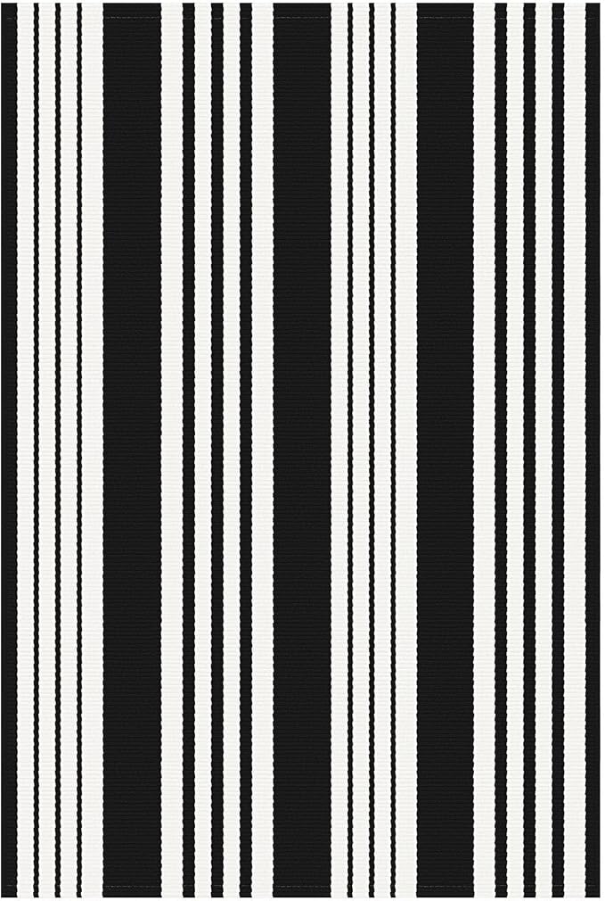KOZYFLY Striped Rug 2.3x3.6 ft Black White Outdoor Doormat Cotton Woven Washable Indoor Outdoor Rug Front Door Mat for Entryway Porch Kitchen Patio Decor Small Area Rugs