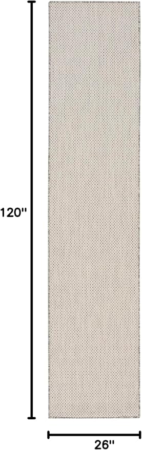 Nourison Home Courtyard Ivory Silver 2'2" x 10' Area Rug - Easy Clean, Non Shedding, Bed Room, Living Room, Dining Room, Kitchen (10' Runner)
