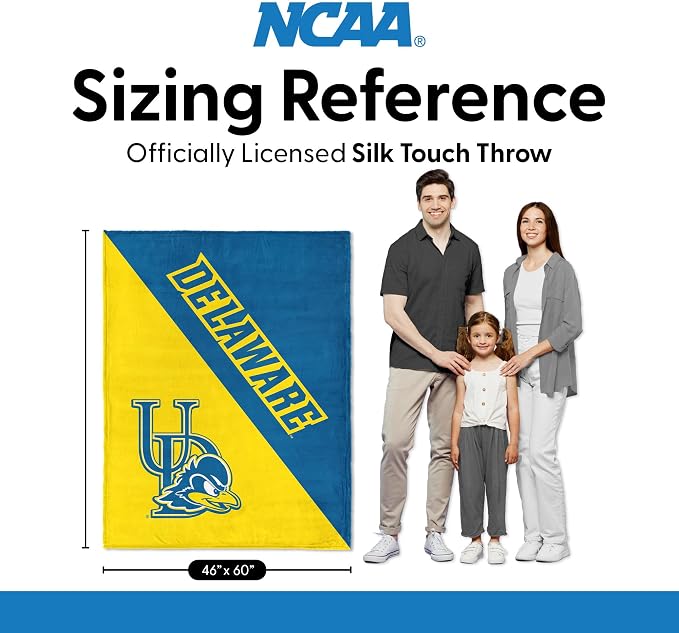 Northwest NCAA Silk Touch Throw Blanket, Ultra Soft Plush Polyester, Lightweight Warm Decorative Fan Gift, 46 x 60 in