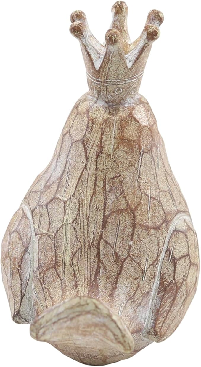 Sagebrook Home Set of 2 Royal Bird Figurines - Decorative Resin Sculptures with Crown - Elegant Home Accent for Living Room, Office & Bedroom - Polyresin Bird Statues - 6" Brown