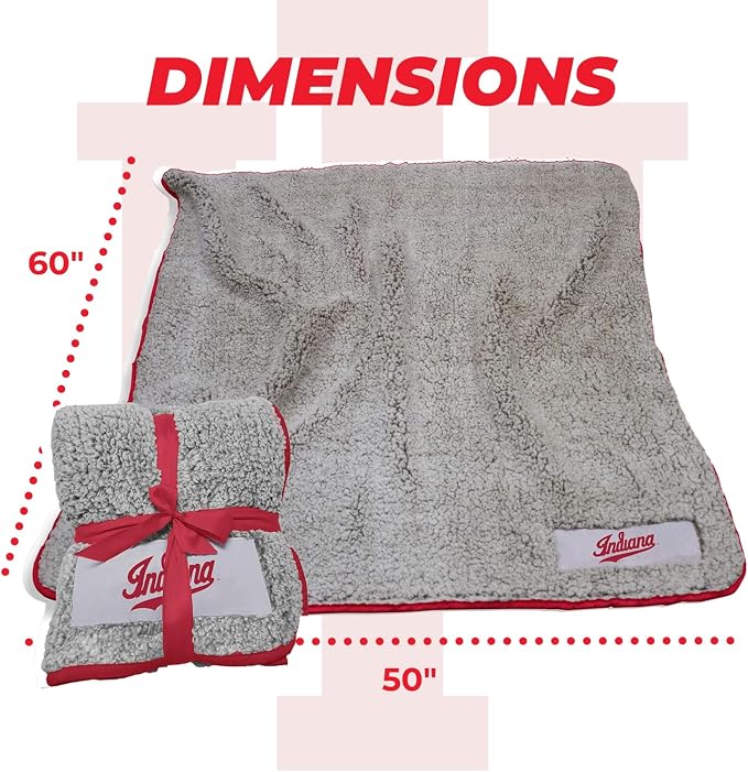 Logo Brands NCAA Frosty Fleece Blanket (50" x 60") – Soft & Warm Sherpa Material with Team Logo, Team Color Trim, Great Gift for Alumni & Students