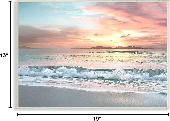 Morning Sunrise Beach Landscape, 13 x 19 Inch Mounted Print on Wall Plaque | Stupell Industries · By Mike Calascibetta · Hand finished · Ready to hang once unboxed · Made in USA