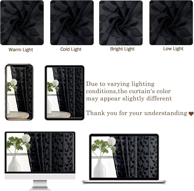 Chyhomenyc Black Sheer Curtains 84 Inch Length 2 Panels Set, Light Filtering - Image 3