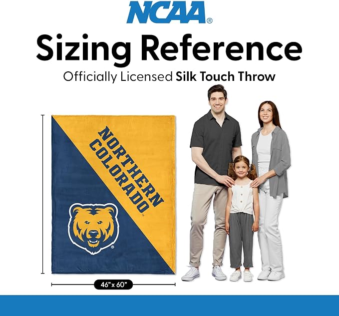 Northwest NCAA Silk Touch Throw Blanket, Ultra Soft Plush Polyester, Lightweight Warm Decorative Fan Gift, 46 x 60 in