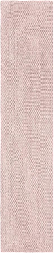 Unique Loom Collection Casual Transitional Solid Heathered Indoor/Outdoor Flatweave Area Rug (2' 7" x 12' Runner, Whisper Pink/Ivory)