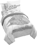 Star Wars Twin Comforter Set 5 Piece Soft Bedding for Boys, White | Millennium Falcon, Comforter Sheets Sham Pillowcase, Official Product, Microfiber, Machine Washable, Easy Care, Boys Gift