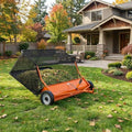 Tow Behind Lawn Sweeper, 50" Pull Behind Collector – Large Capacity Leaf & Grass Collector with Adjustable Height, Dumping Rope Design for Debris and Lawn Clippings