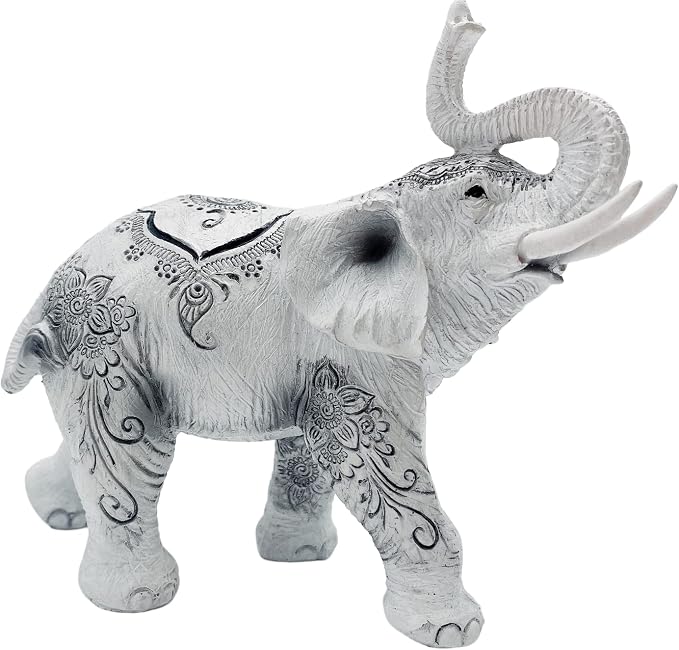 George S. Chen Imports Thai Collectible Statue Figurine Decoration (Trunk up-Thai Elephant, 88246white)