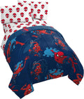 Marvel Spiderman Queen Comforter Set 5 Piece Kids Bedding for Boys, Blue | Bed in a Bag, Comforter Sheets Pillowcases, Official Product, Soft Microfiber, Machine Washable, Easy Care, Boys Gift
