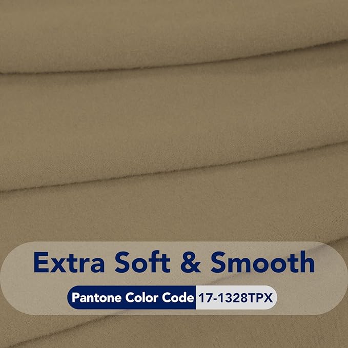 PureFit Stretc Recliner Chair Covers Fleece Soft Couch Covers for Sofa | Tan 4-Pieces Recliner Slipcover Pocket Couch Protector, Fleece Sofa Cover Washable with Non Slip Elastic Bottom