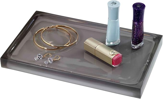 Avanti Linens - Decorative Tray, Clear Resin Tray with Painted Interior, Pefect for Parties & Gatherings, Modern Home Decor (Soho Collection, Smoke)