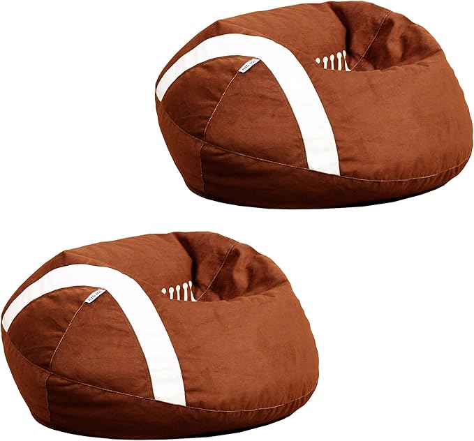 Big Joe Sports Ball Child-Sized Bean Bag Chair for Kids, 2 Pack, Football Plush, Ultra-Soft Lightweight Polyester Blend, 2.5 Foot Refillable | 2.5 feet, Polystyrene Bean Filled, Refillable, Soft Polyester, Safe for Kids Ages 3 and Up, Supports Up to 15...