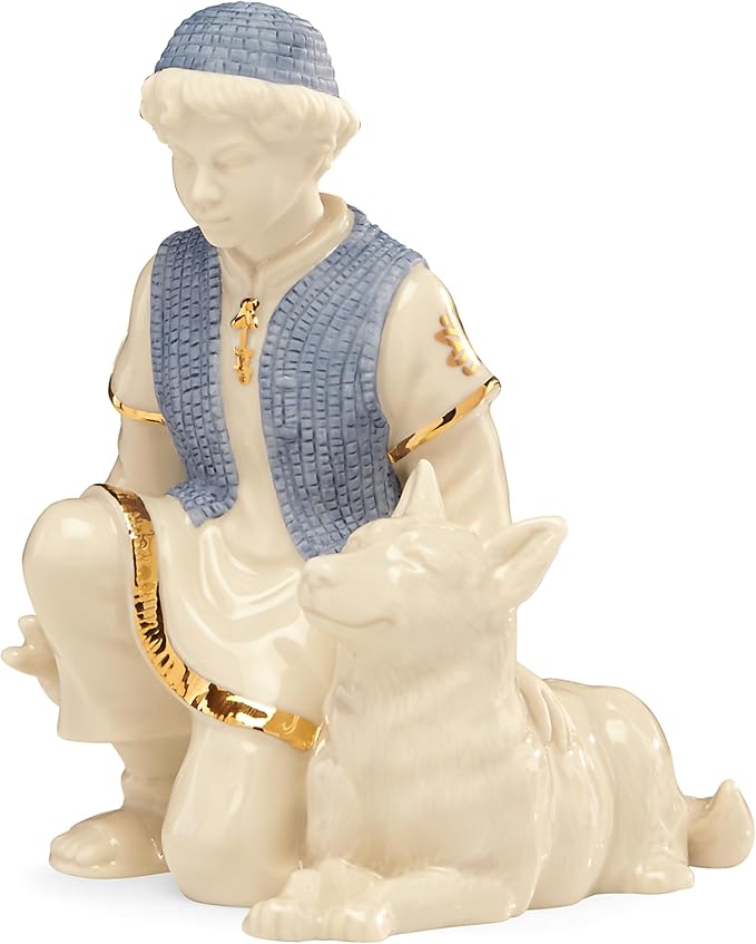 Lenox 853743 First Blessing Nativity Shepherd & Dog Figurine | ivory porcelain, hand-painted | 4.75 inch height | religious nativity scene collectible gift, holiday decor