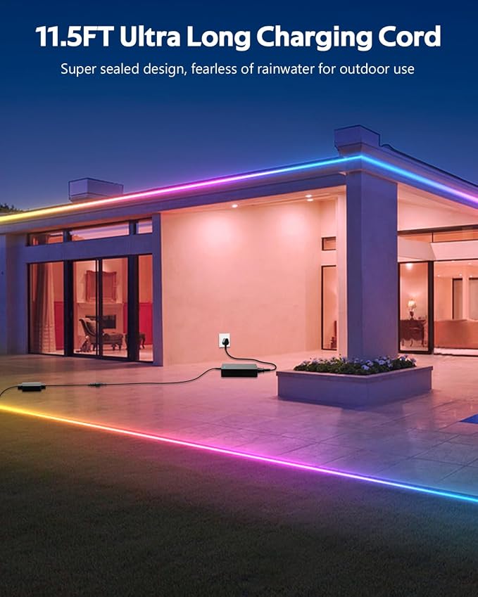 ALITOVE Permanent Outdoor LED Strip Lights 100FT Waterproof 24V RGB IC | Addressable 24 Volt LED Rope Lights, Music Sync with Remote APP Control, for Wall Patio Eave Garden Pool Party Decor