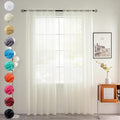 youleyar Solid Sheer Rod Pocket Curtain Voile Draperies 2 Panels Ivory Beige Black Grey Coffee 42 Inch Width 54 Inch Long 1 Pair for Kitchen Bedroom Children Living Room Yard(Ivory,42Wｘ54L)